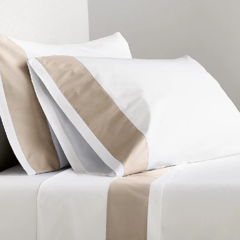 Khaki Wide-Band Percale Sheet Set