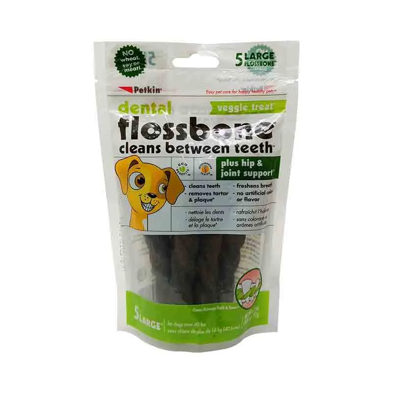 Petkin Dental Flossbone Veggie Treat for Dogs, 5 Pcs